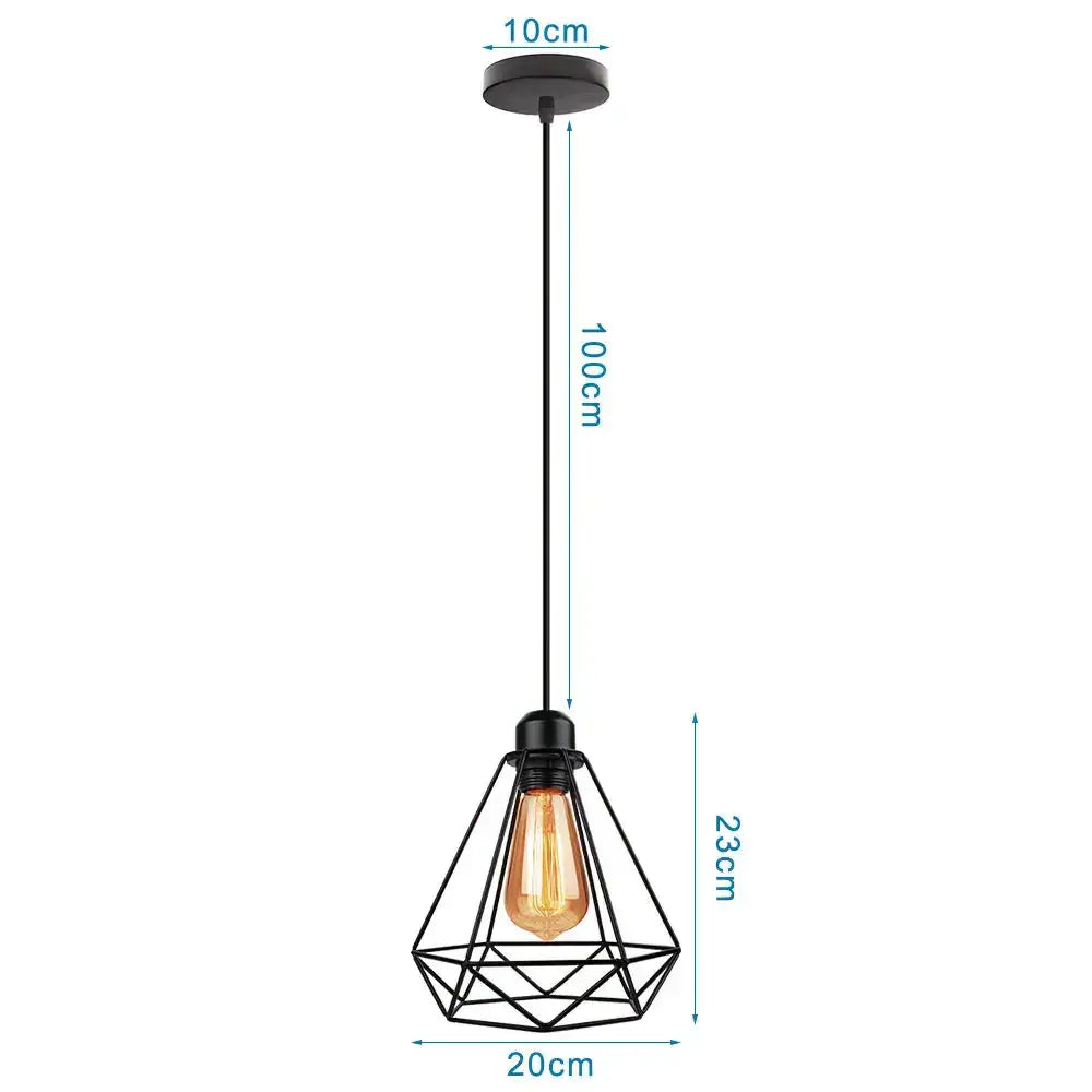 Black metal geometric pendant light with exposed edison bulb decorbites industrial led pendant for kitchen decor