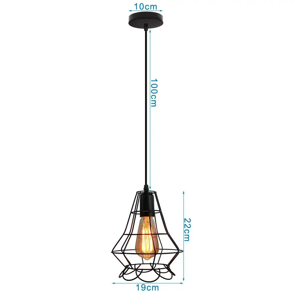 Black metal pendant light with geometric wire cage and exposed Edison bulb for decorbites industrial led pendant decor