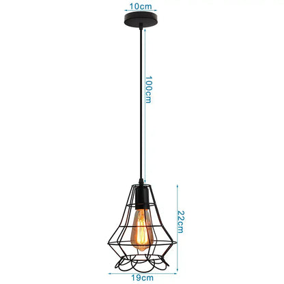 Black metal pendant light with geometric wire cage and exposed Edison bulb for decorbites industrial led pendant decor