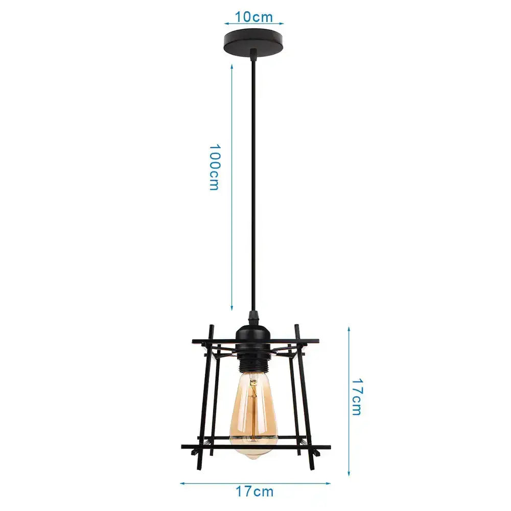 Industrial black metal cage pendant light with exposed filament bulb for kitchen decor by decorbites industrial led