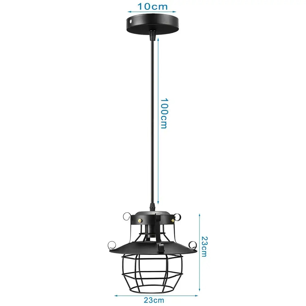 Industrial black metal cage pendant light with decorbites industrial led design for kitchen decor and lighting