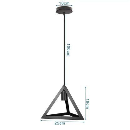 Black triangular pendant light with sleek metal frame and 10cm ceiling mount industrial led pendant decorbites industrial led
