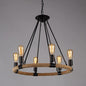 Industrial Black Metal Chandelier with Rope Suspension for Dining Room Table