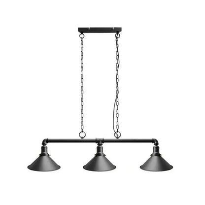 Decorbites industrial conical 3-head black hanging ceiling light with matte black metal shades for restaurants