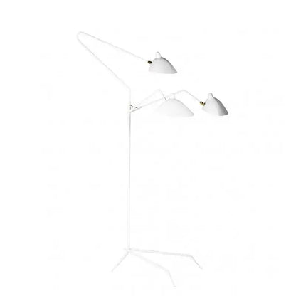 Industrial black metal floor lamp with three adjustable cone-shaped shades and minimalist frame for living room decorbites black serge