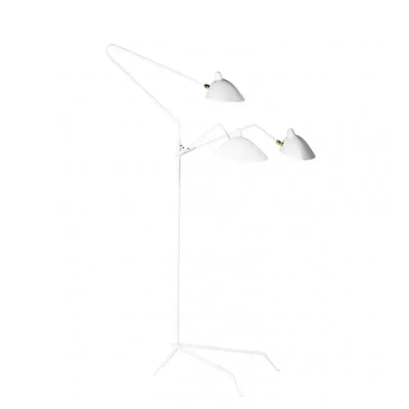 Industrial black metal floor lamp with three adjustable cone-shaped shades and minimalist frame for living room decorbites black serge