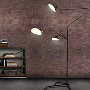 Industrial black metal floor lamp with three adjustable white dome lights ideal for living room decorbites black serge