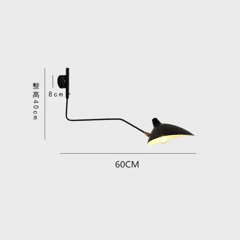 Black serge mouille floor lamp with curved arm and conical shade in industrial black metal for living room decorbites black serge