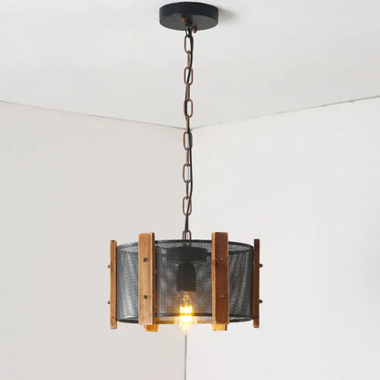 Industrial Black Metal Hanging Lamp Kit - 1 Head Drum/Conic Frame Pendulum Light, 11"/19" Wide