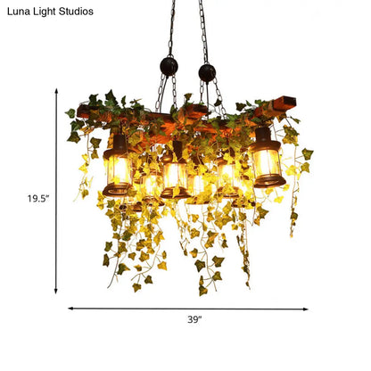 ديكوربايتس™ فانوس جزيرة معدني صناعي أسود - مصباح معلق بـ 8 مصابيح مع زخارف نباتية