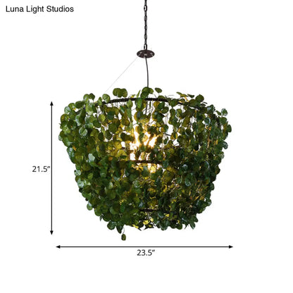 Industrial Black Metal Pendant Light Fixture - 23.5"/31.5" W, 1 Bulb, LED Plant Hanging Lamp Kit - Ideal for Restaurants