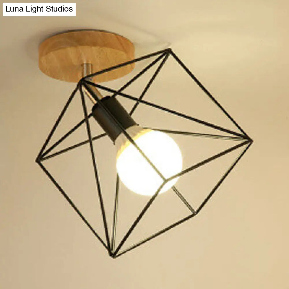 DecorBites™ DecorBites™ Industrial Black Metal Semi Flush Light with Adjustable Squared/Globe Design - Ideal for Corridors