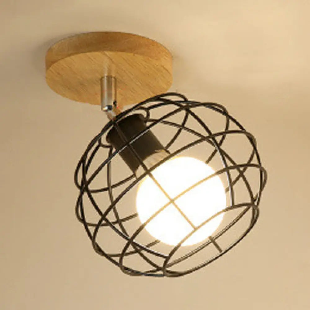 DecorBites™ DecorBites™ Industrial Black Metal Semi Flush Light with Adjustable Squared/Globe Design - Ideal for Corridors