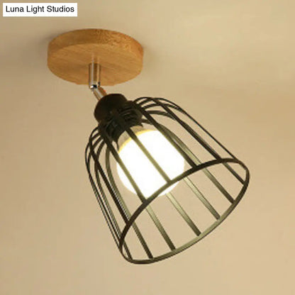 DecorBites™ DecorBites™ Industrial Black Metal Semi Flush Light with Adjustable Squared/Globe Design - Ideal for Corridors