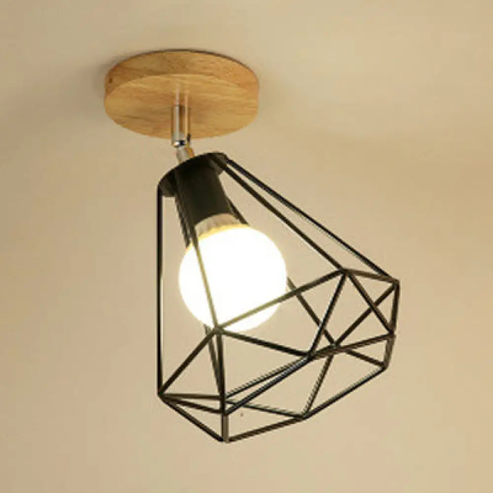 DecorBites™ DecorBites™ Industrial Black Metal Semi Flush Light with Adjustable Squared/Globe Design - Ideal for Corridors