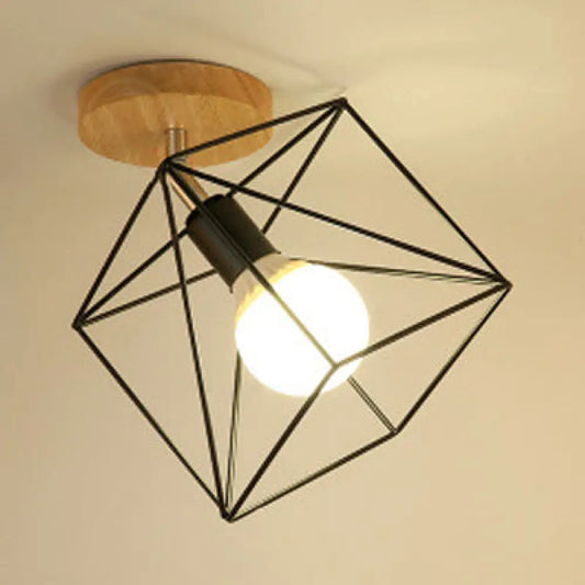DecorBites™ DecorBites™ Industrial Black Metal Semi Flush Light with Adjustable Squared/Globe Design - Ideal for Corridors