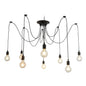 Industrial Black Metal Spider Ceiling Lamp with 8 Bulbs - Swag Pendant Lighting for Restaurants