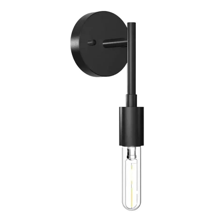Industrial black metal wall lamp with decorbites black metal finish and minimalist clear glass bulb for bathroom mirror lighting