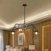 Decorbites metallic island saucer pendant ceiling light in black metal with 2 downward-facing lampshades for led incandescent fluorescent bulbs 220v-240v 110v-120v