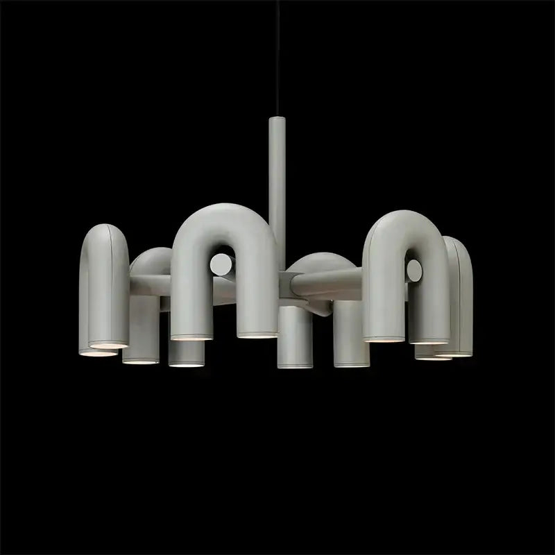 Modern gray u-shaped metal chandelier with sleek matte finish for kitchen decor featuring decorbites cirkus led design