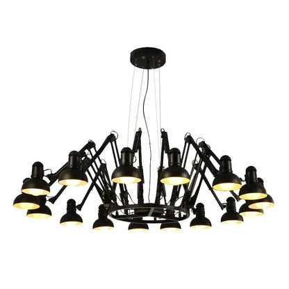 Black industrial led pendant light with multiple articulated arms and adjustable heads for living room decorbites pendant light