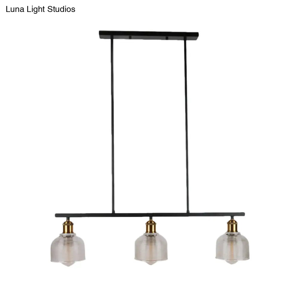 DecorBites™ Industrial Black Pendant Lamp with Red/Yellow/Blue Glass Bowls, 3-Light for Island Lighting