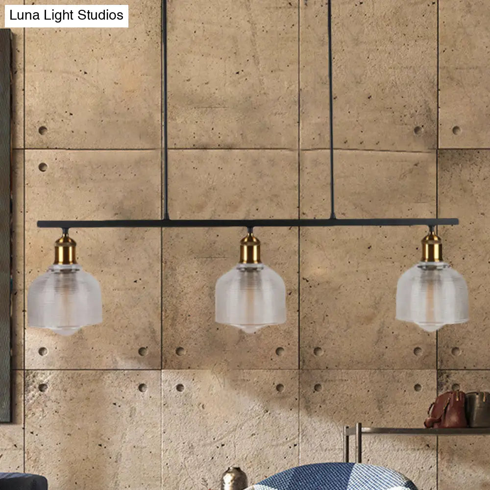 DecorBites™ Industrial Black Pendant Lamp with Red/Yellow/Blue Glass Bowls, 3-Light for Island Lighting