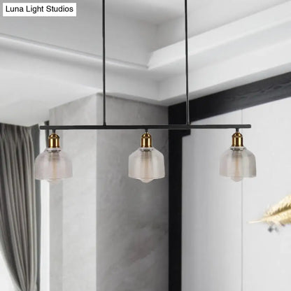 DecorBites™ Industrial Black Pendant Lamp with Red/Yellow/Blue Glass Bowls, 3-Light for Island Lighting