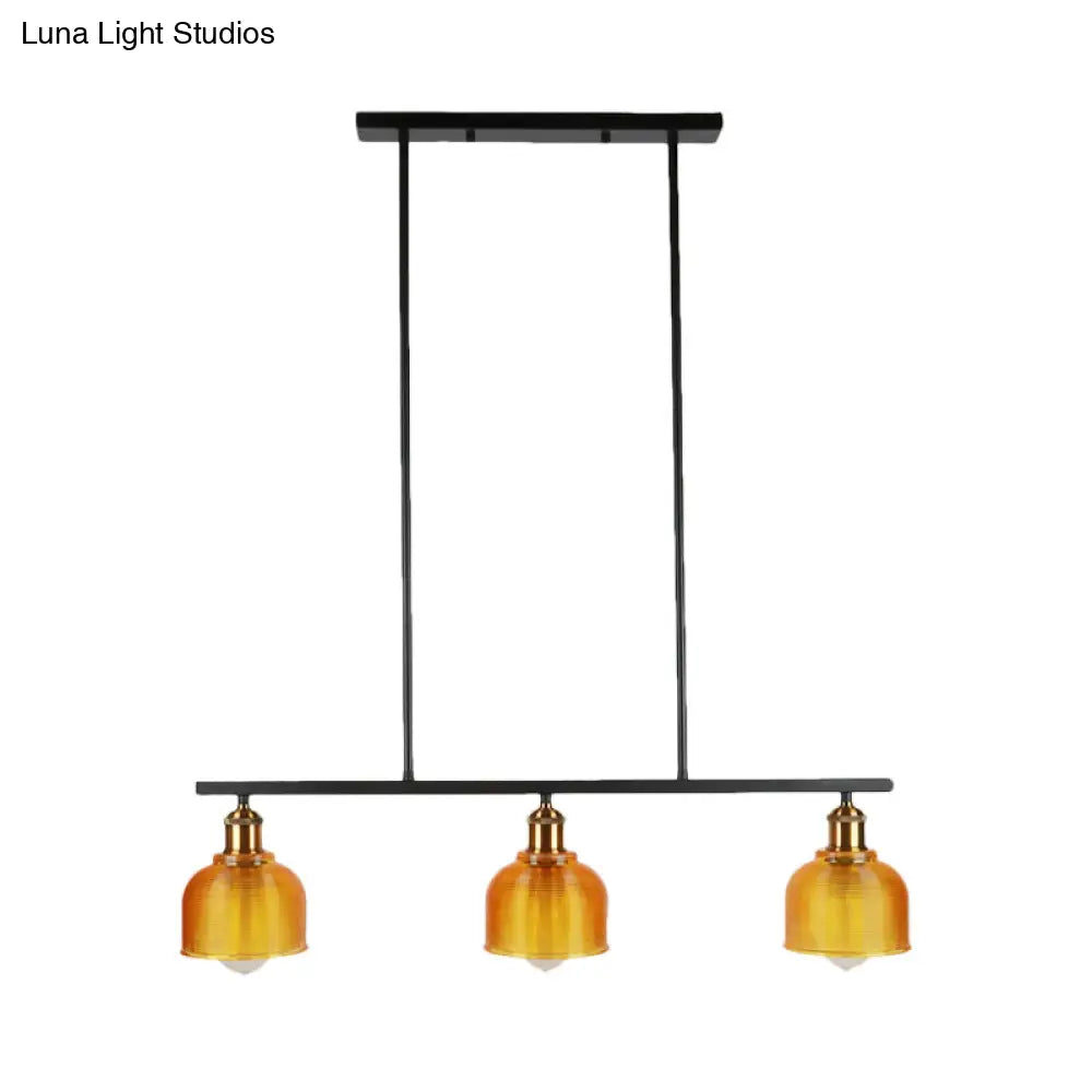 DecorBites™ Industrial Black Pendant Lamp with Red/Yellow/Blue Glass Bowls, 3-Light for Island Lighting