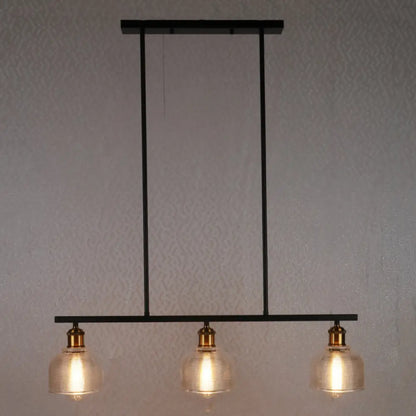 DecorBites™ Industrial Black Pendant Lamp with Red/Yellow/Blue Glass Bowls, 3-Light for Island Lighting