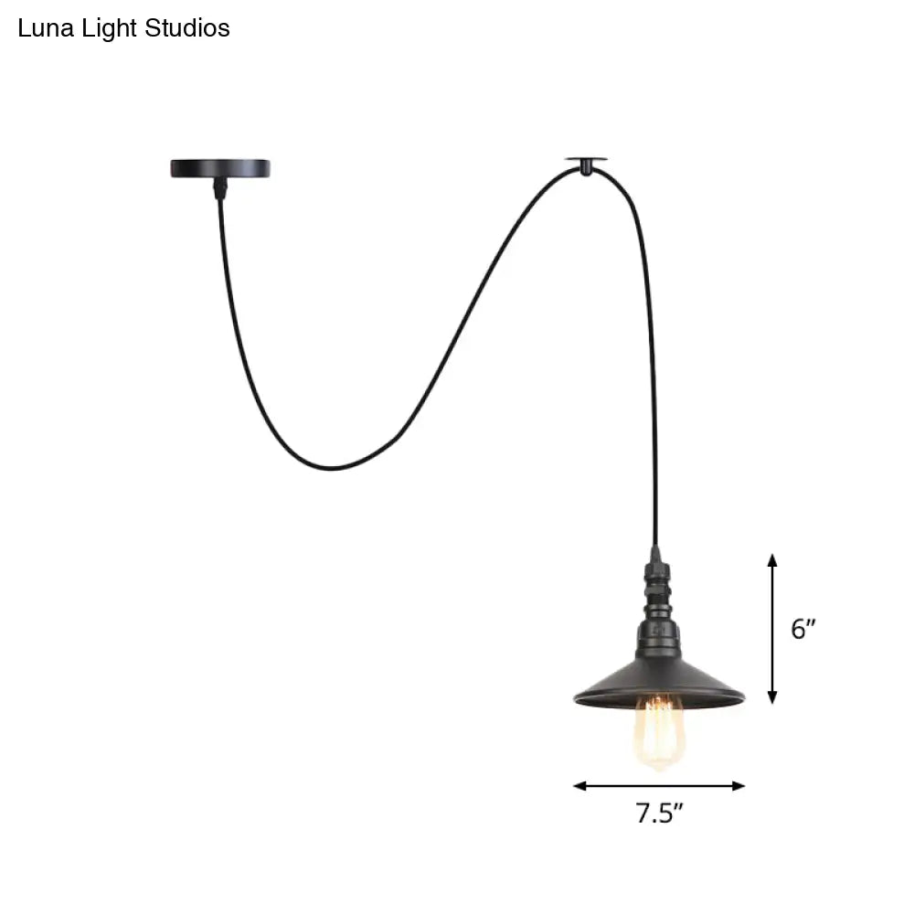 Industrial Black Pendant Light for Corridor - Iron Saucer Ceiling Lamp