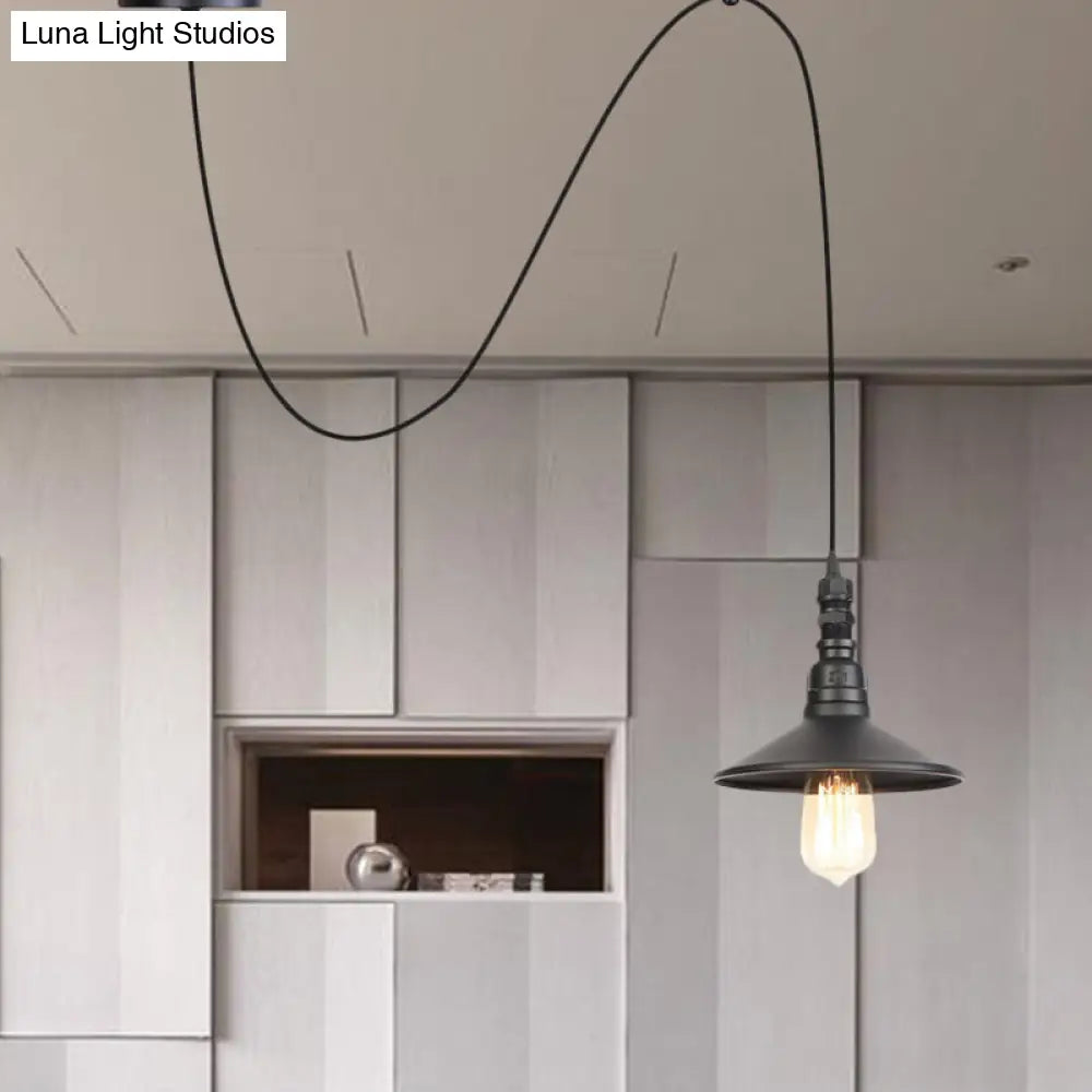 Industrial Black Pendant Light for Corridor - Iron Saucer Ceiling Lamp