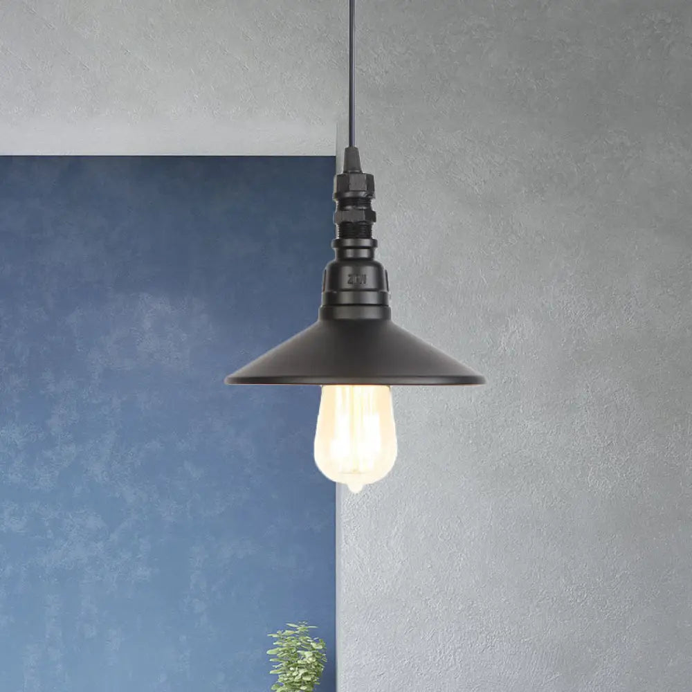 Industrial Black Pendant Light for Corridor - Iron Saucer Ceiling Lamp