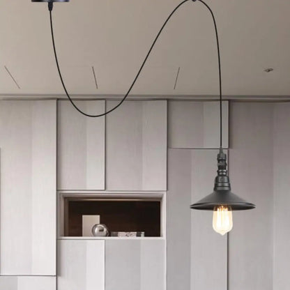 Industrial Black Pendant Light for Corridor - Iron Saucer Ceiling Lamp