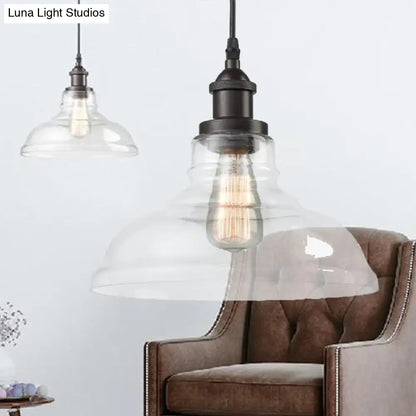 Industrial Black Pendant Light with Clear Glass Shade - Stylish Barn Hanging Lamp for Indoor Use