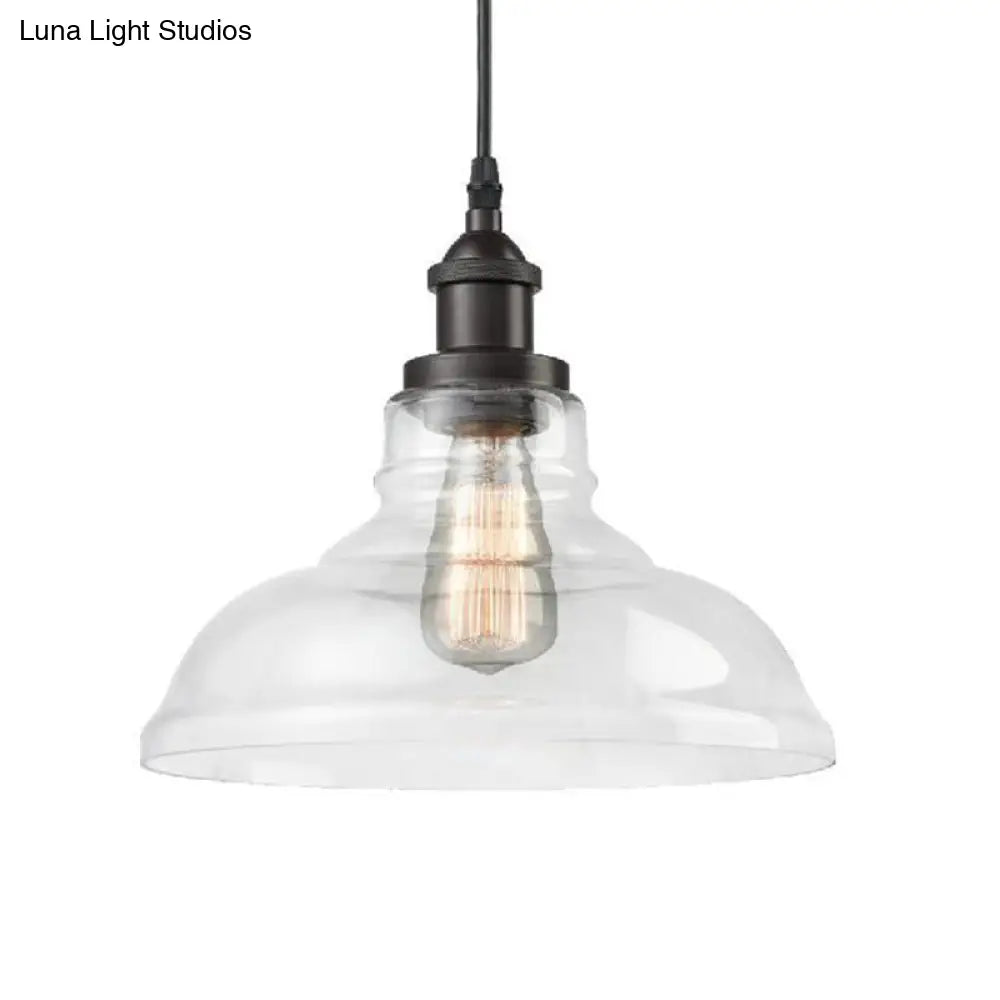 Industrial Black Pendant Light with Clear Glass Shade - Stylish Barn Hanging Lamp for Indoor Use