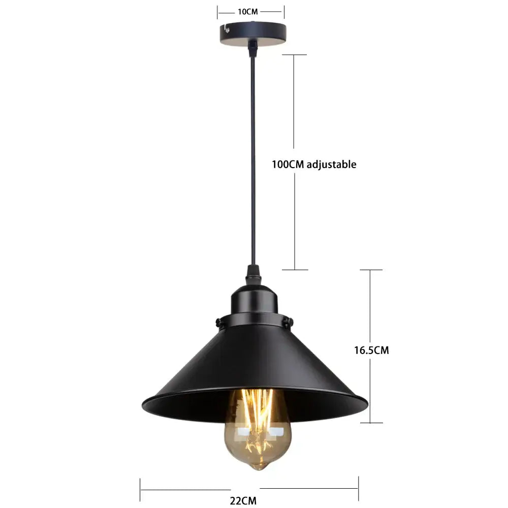 Industrial black pendant light with conical metal shade and exposed Edison bulb for kitchen decorbites industrial black