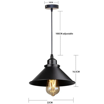 Industrial black pendant light with conical metal shade and exposed Edison bulb for kitchen decorbites industrial black