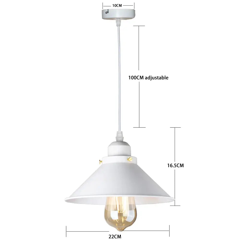 White metal pendant light with conical shade and exposed filament bulb for decorbites industrial black pendant kitchen lighting