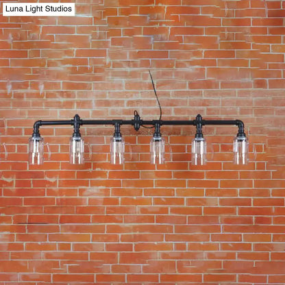 Decorbites™ industrial black pipe pendant light with five beer mug glass shades for 220v-240v and 110v-120v use