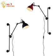 Industrial black and red adjustable rotating led wall lamp with matte black metal arms by no.7 lighting for bedroom decorbites adjustable rotating