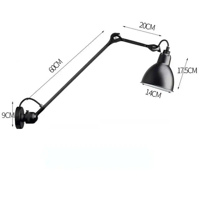 Industrial black and red swing arm wall lamp with black matte decorbites industrial iron finish for bedroom use