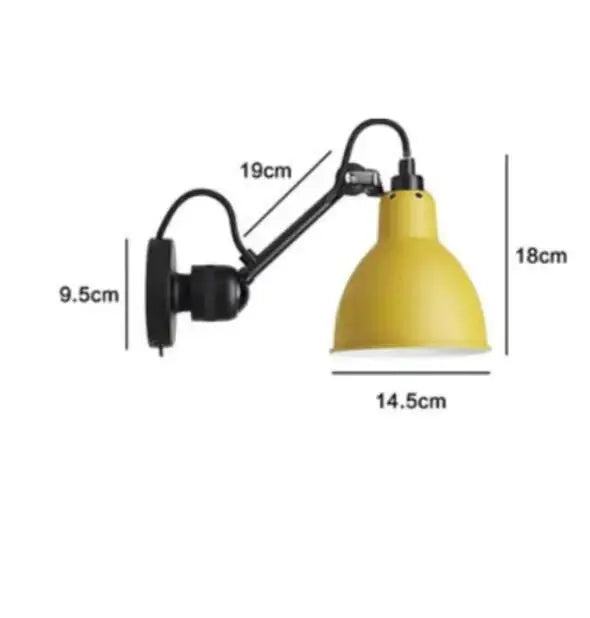 Yellow industrial iron swing arm wall lamp with black articulated arm for bedroom decorbites industrial iron style
