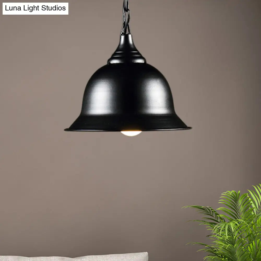 Industrial Black/Red/Yellow Dome Pendant Light Fixture - Hanging Ceiling Light for Living Room