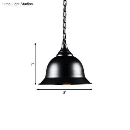 Industrial Black/Red/Yellow Dome Pendant Light Fixture - Hanging Ceiling Light for Living Room