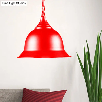 Industrial Black/Red/Yellow Dome Pendant Light Fixture - Hanging Ceiling Light for Living Room