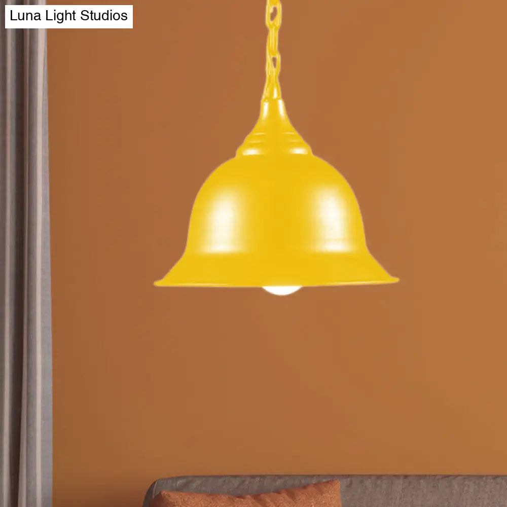 Industrial Black/Red/Yellow Dome Pendant Light Fixture - Hanging Ceiling Light for Living Room