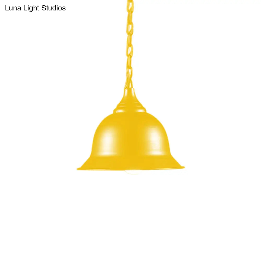 Industrial Black/Red/Yellow Dome Pendant Light Fixture - Hanging Ceiling Light for Living Room