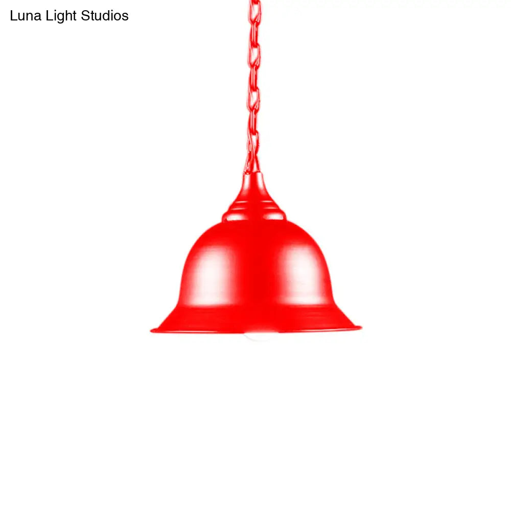 Industrial Black/Red/Yellow Dome Pendant Light Fixture - Hanging Ceiling Light for Living Room