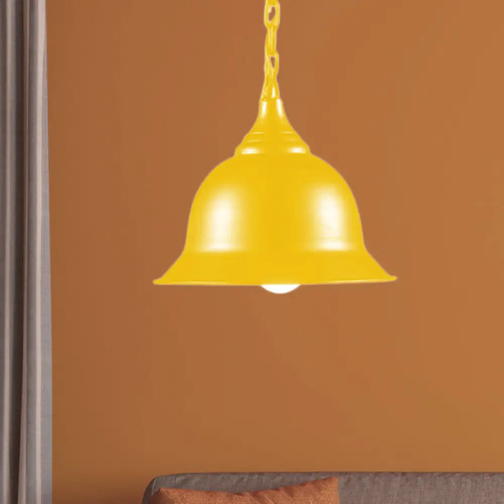 Industrial Black/Red/Yellow Dome Pendant Light Fixture - Hanging Ceiling Light for Living Room